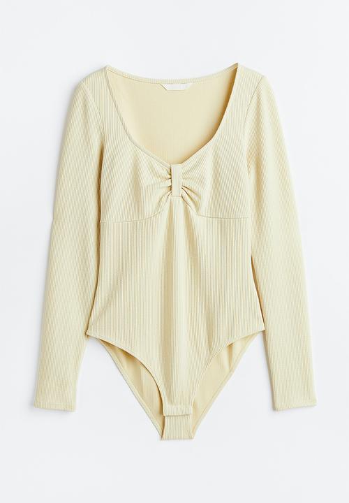 H&M - Ribbed jersey body - light beige 