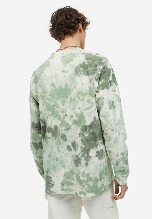 H&M - Relaxed fit jersey top - green/tie-dye