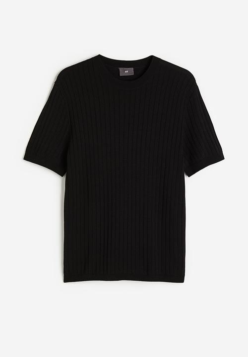 H&M - Regular fit rib-knit T-shirt - black