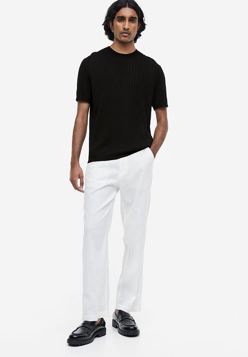 H&M - Regular fit rib-knit T-shirt - black
