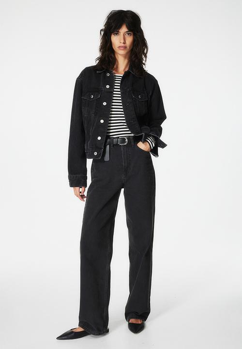 H&M - Long-sleeved jersey top - black/striped