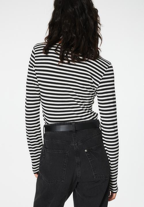 H&M - Long-sleeved jersey top - black/striped