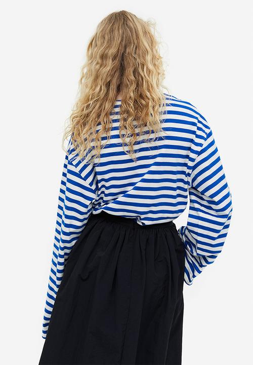 H&M - Long-sleeved jersey top - blue/white striped 