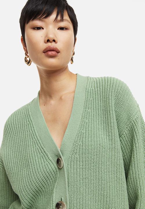 H&M - Rib-knit cardigan - light green 