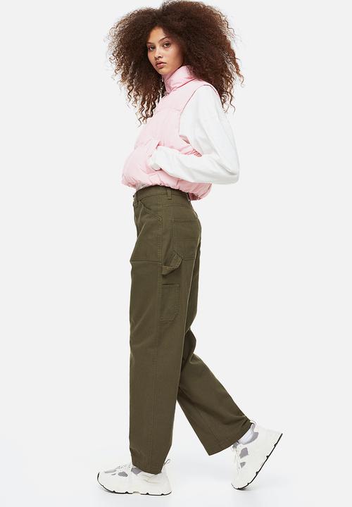 H&M - Twill cargo trousers - dark khaki green