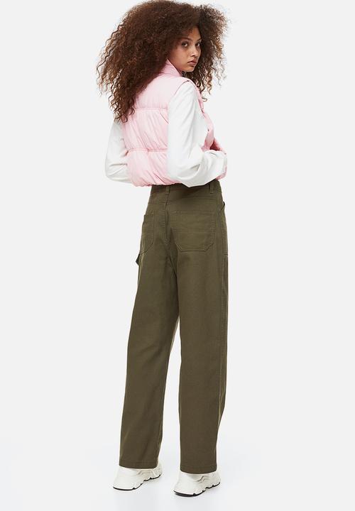 H&M - Twill cargo trousers - dark khaki green
