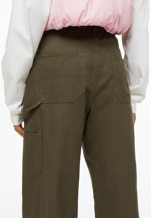 H&M - Twill cargo trousers - dark khaki green