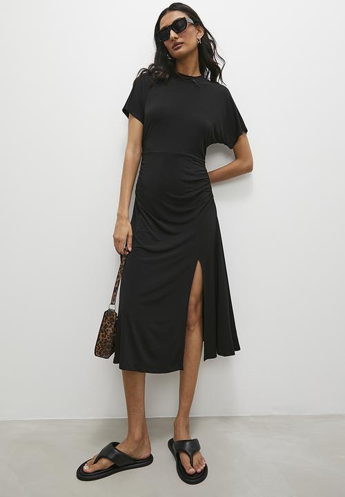 Superbalist - Grown on sleeve knit midi dress - black