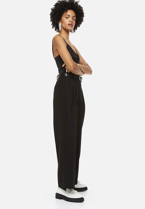 H&M - Wide tailored trousers - black