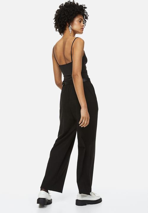 H&M - Wide tailored trousers - black