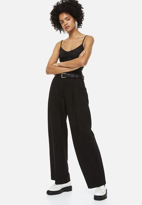 H&M - Wide tailored trousers - black