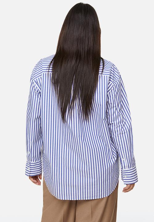 H&M - Cotton poplin shirt - blue/striped 