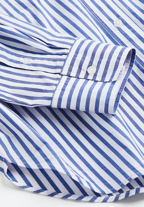 H&M - Cotton poplin shirt - blue/striped 