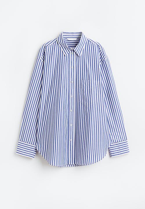 H&M - Cotton poplin shirt - blue/striped 