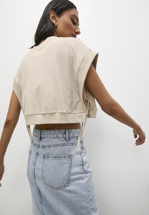 Superbalist - Cropped pinafore - stone
