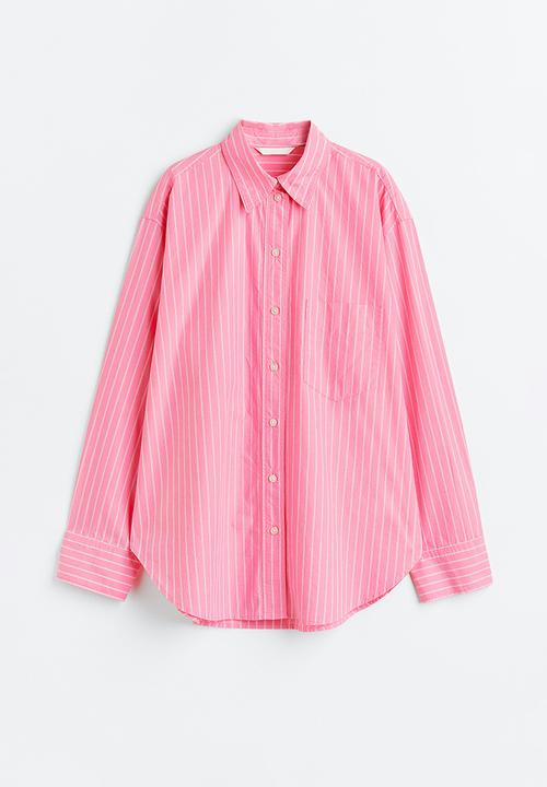 H&M - Cotton poplin shirt - pink/striped