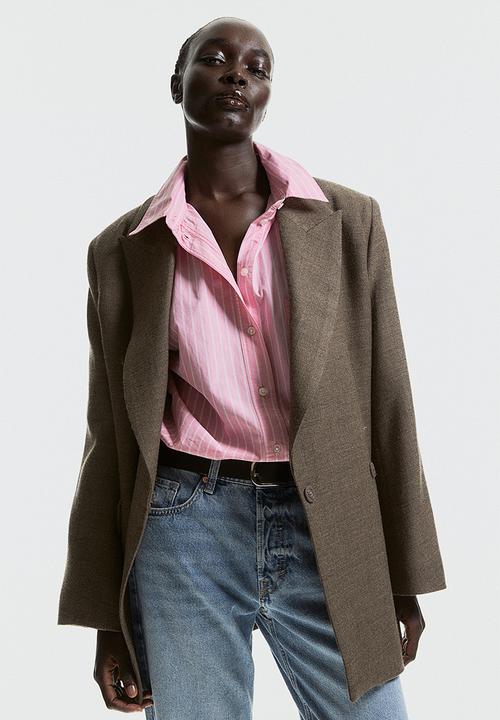 H&M - Cotton poplin shirt - pink/striped