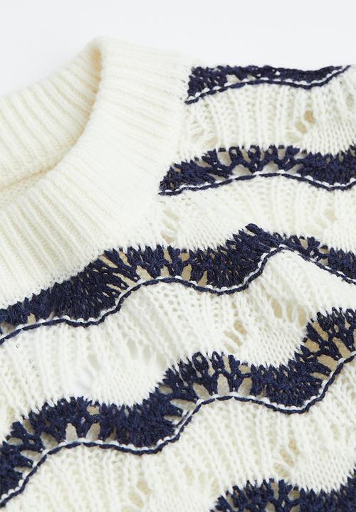 H&M - Pointelle-knit jumper - cream/striped 