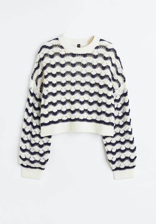 H&M - Pointelle-knit jumper - cream/striped 