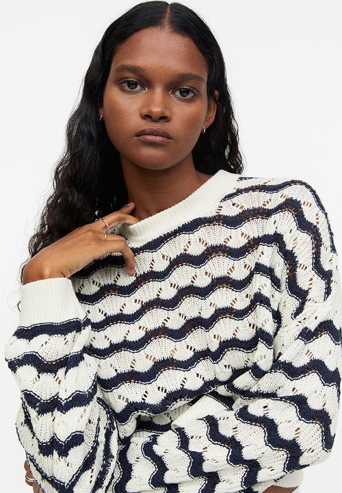 H&M - Pointelle-knit jumper - cream/striped 
