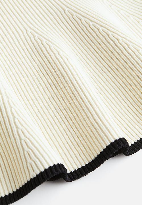 H&M - Rib-knit top - cream/black