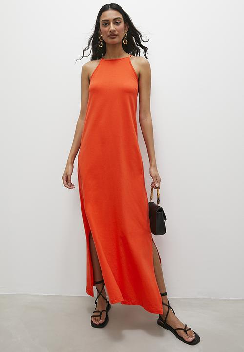 Superbalist - Halter trapeze knit maxi dress - orange