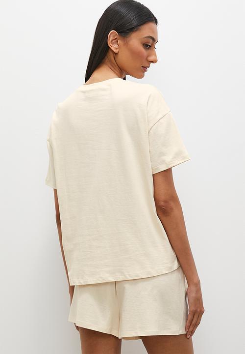 Superbalist - Plain knit short sleeve tee & short set - stone
