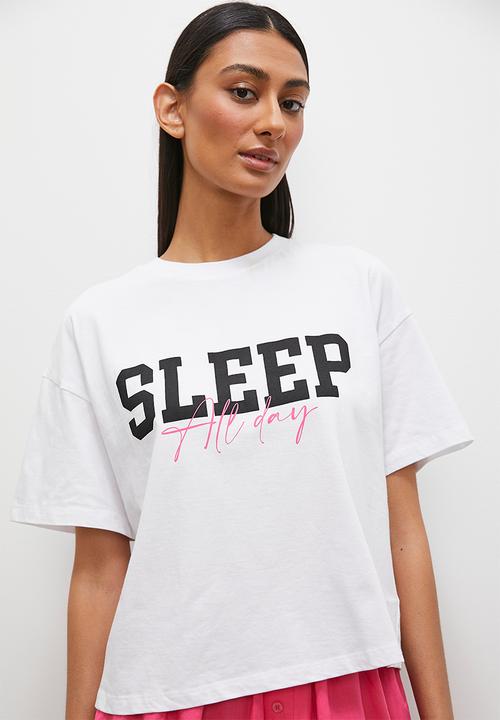 Superbalist - Cotton short & placement print tee set - white / pink