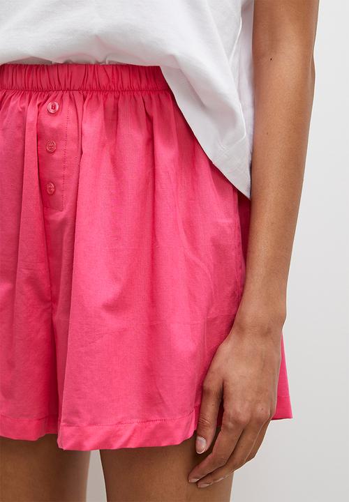 Superbalist - Cotton short & placement print tee set - white / pink