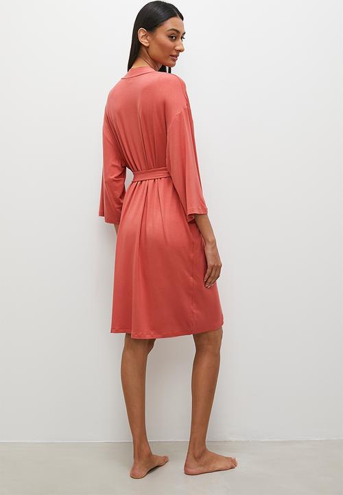 Superbalist - Viscose knit robe - terracotta