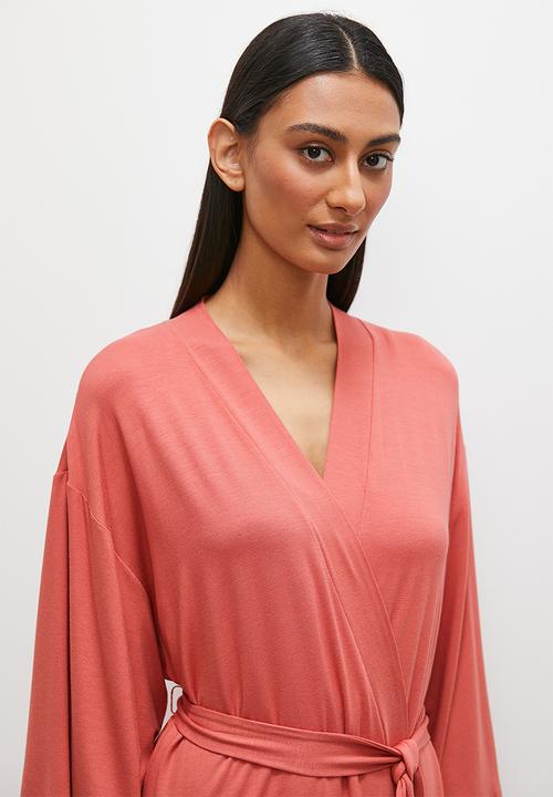 Superbalist - Viscose knit robe - terracotta