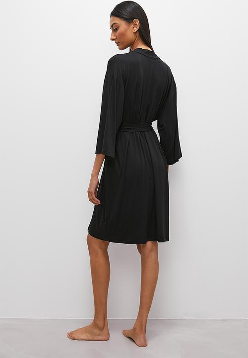 Superbalist - Viscose knit robe - black