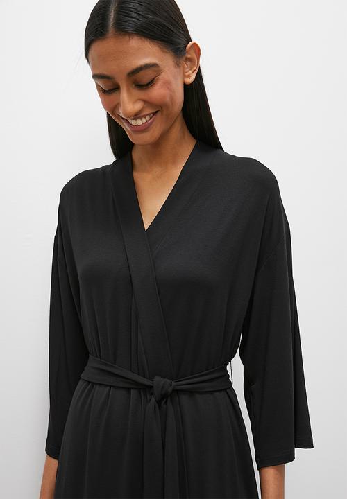 Superbalist - Viscose knit robe - black