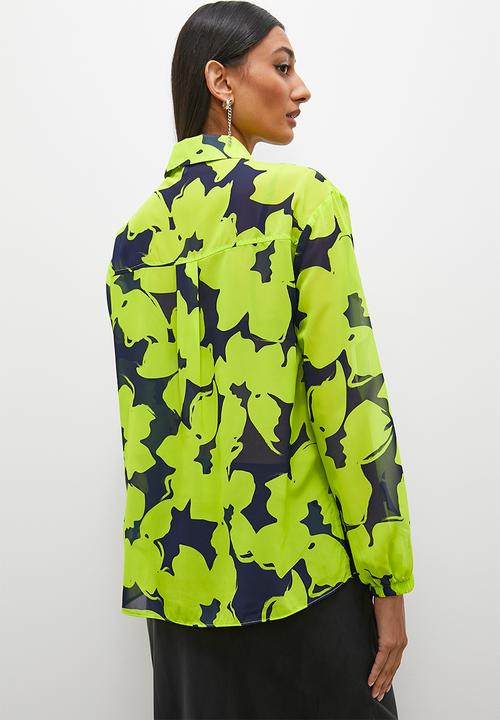 Superbalist - Chiffon shirt - green & navy 