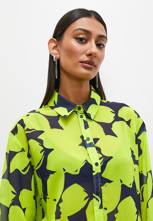 Superbalist - Chiffon shirt - green & navy 