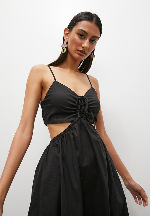 Superbalist - Cut out knot fit n flare dress - black