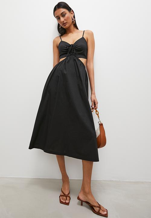 Superbalist - Cut out knot fit n flare dress - black