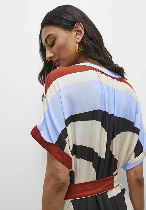 Superbalist - Relaxed notch front tunic dress with slit - tribal print