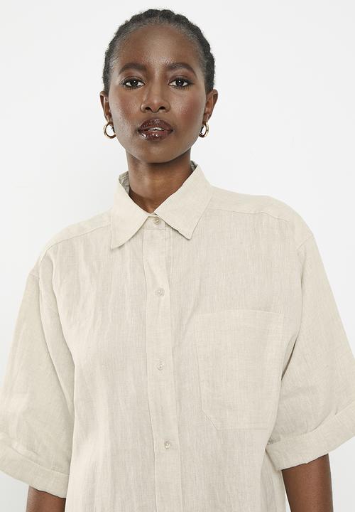 Me&B - Linen shirt dress - natural