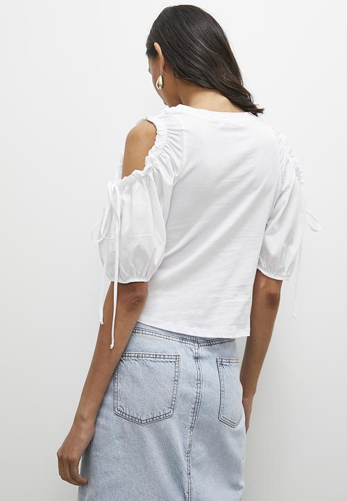 Superbalist - Contrast cut out tee - white