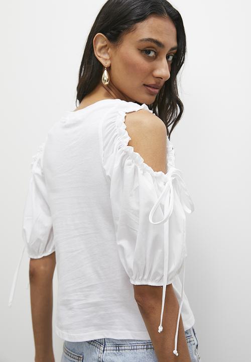 Superbalist - Contrast cut out tee - white