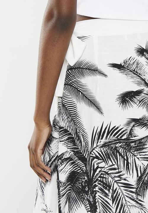Me&B - Midi wrap skirt with tie detail - neutral & black