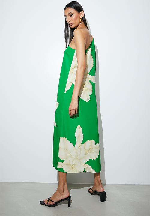 VELVET - Asymmetric midi tunic - green 
