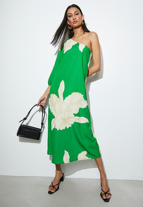VELVET - Asymmetric midi tunic - green 