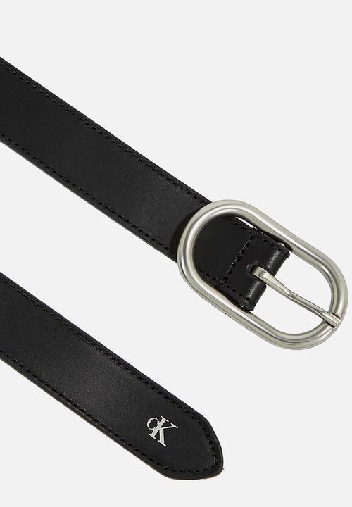 Calvin Klein - Logo round classic leather belt25mm - black