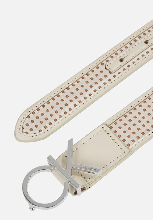 Calvin Klein - Re-lock insert 3cm perf belt - stoney beige
