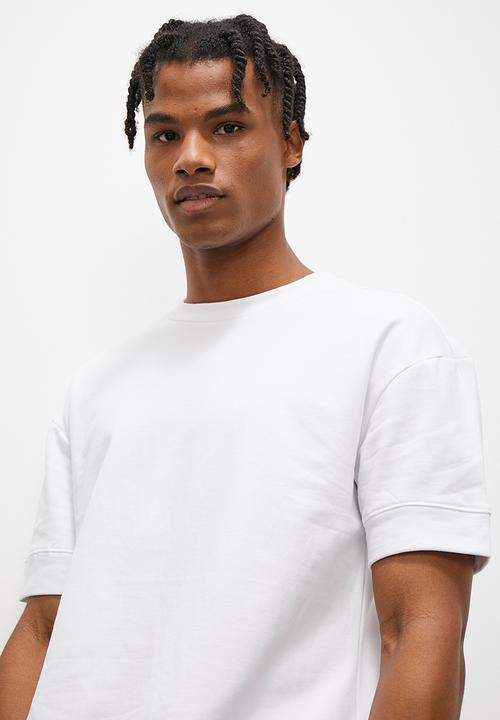 STYLE REPUBLIC - Boxy cuff hem crew neck tee - white 