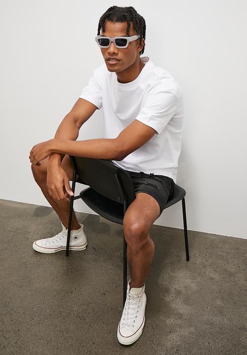 STYLE REPUBLIC - Boxy cuff hem crew neck tee - white 
