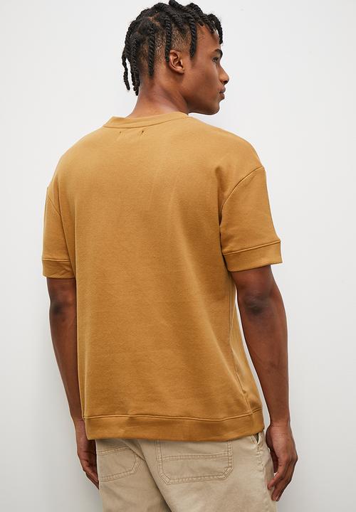 STYLE REPUBLIC - Boxy cuff hem crew neck tee - mid brown