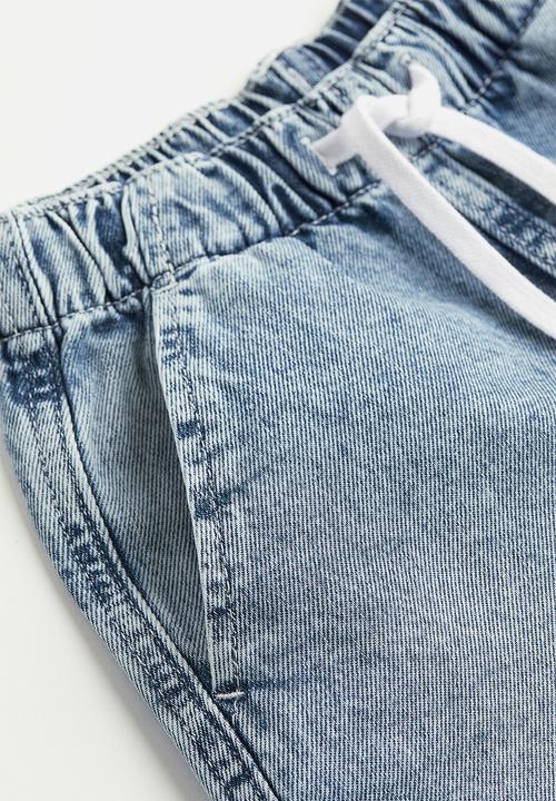 H&M - Cotton denim pull-on shorts - light denim blue 